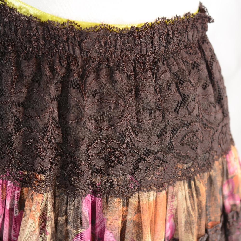 Lace/Floral/Tiered Miniskirt SZ S #B45